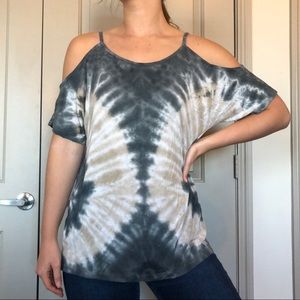 Tie-Dye Open Shoulder Blouse